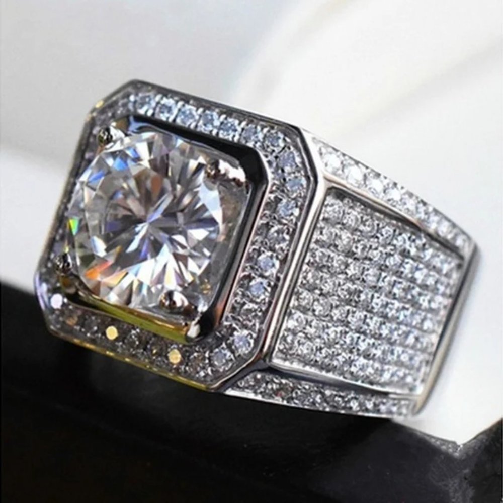 Huge XL 6.00 CTW. Men's Diamond Ring 18k White Gold  ⭐  Must See  ⭐